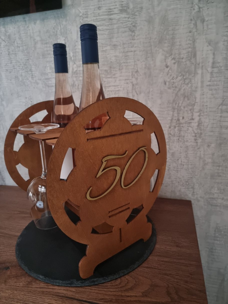 Weinständer 50. Geburtstag - Kirschbaum