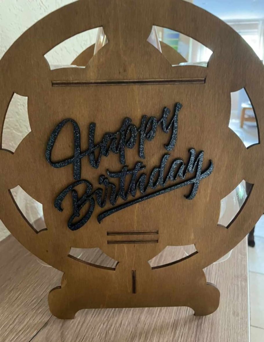 Weinständer "Happy Birthday" - braun