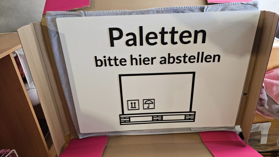 Acrylschild "Paletten"